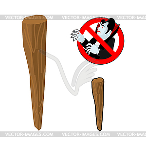 Aspen stake against vampires. Stop Dracula. Anti - vector clip art