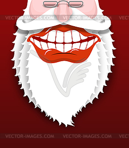 Jolly Santa Claus. Joyful grandfather with white - vector image