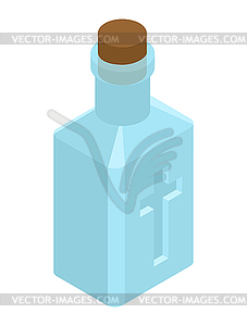 Holy water in bottle. Religious symbol. Magic liquid - vector clipart