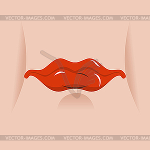 Красные губы на лице. Порадовал своим ртом - изображение в векторе / векторный клипарт