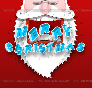 Santa Claus yelling Merry Christmas. Joyful - vector image