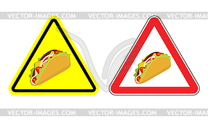 Warning sign of attention taco. Dangers yellow - vector image