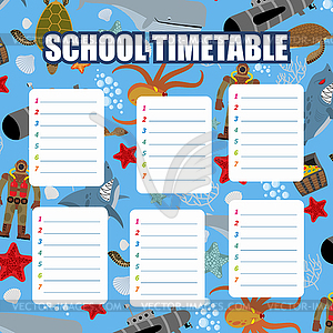 School timetable. Schedule. Back to school. - vector image