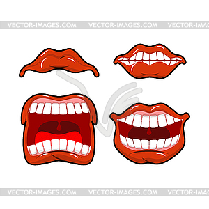 Lips set of emotions. Shouts and joy. Shouting and - vector EPS clipart