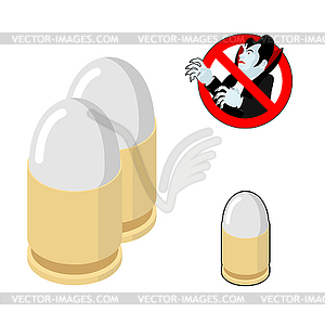 Silver bullet against vampires. Ban Dracula. Anti - vector clip art