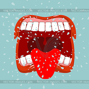Yells. Man shouts. Violent emotion. Open your - royalty-free vector image