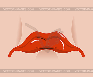 Sad mouth. Sorrowful red lips. Tragic emotio - vector clip art