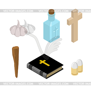 Stop Dracula. Set of tools for extermination of - vector clip art