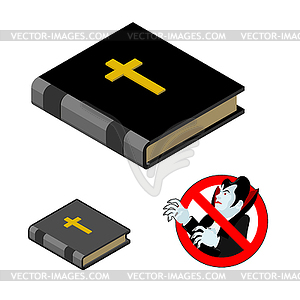 Holy Bible against vampires. Ban Dracula. Anti - vector clip art