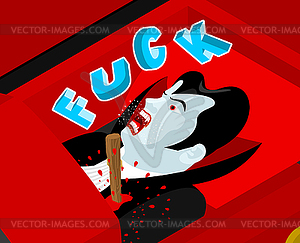 Death of Dracula. Pierce heart of vampire wooden - vector clip art