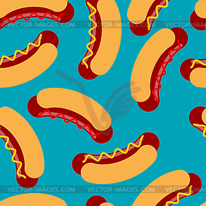 Hot dog pattern. Sausage roll and seamless ornament - vector image