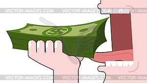 Man eating money. Consumption of cash. bundle of - vector clipart