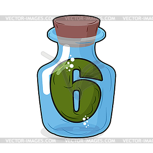 Figure 6 retro laboratory flask, bottle. Six in - vector image