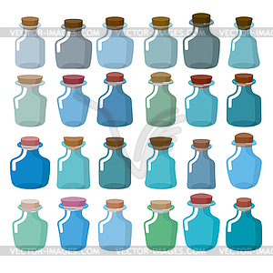 Набор стеклянных бутылок для лабораторных исследований. - векторное изображение EPS