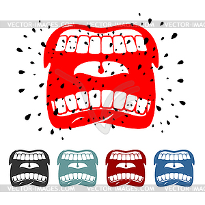 Shout. angry face emotion. Screaming mouth with - vector image