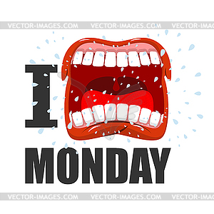 I hate Monday. shout symbol of hatred and antipathy - vector clip art