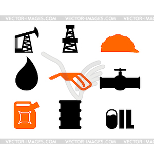 Oil production set of icons. petroleum industry - vector EPS clipart