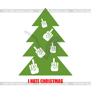 I hate Christmas. Christmas tree for bad children. - vector clipart