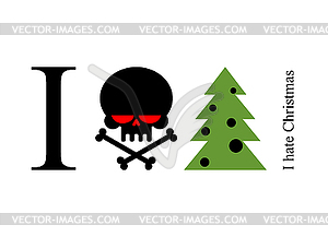I hate New Year. symbol of anger and fear - Skull - vector EPS clipart