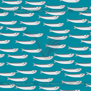 Anchovies seamless pattern. Marine background. Smal - vector clip art