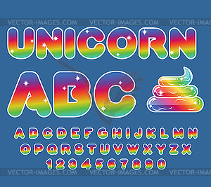 Unicorn ABC. Радуга шрифт. Разноцветные буквы. - клипарт в формате EPS