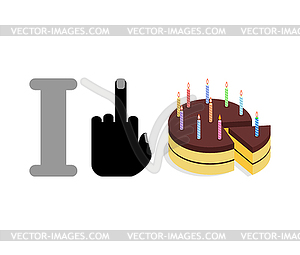 I hate birthday. Fuck and holiday cake. Big pie wit - vector EPS clipart