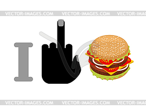 I hate hamburger. Fuck and burger. logo for - vector clip art