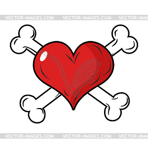 Love and bone. Heart and crossbones. Emblem for - vector clipart