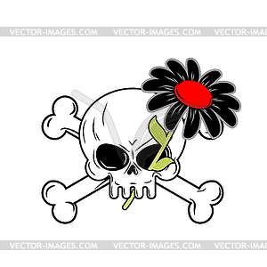 Blume Des Todes Und Der Schadel Schwarz Daisy Blume Vector Illustration