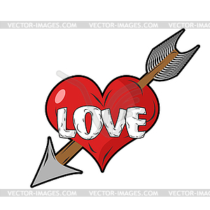 Red heart and arrow of Cupid. Emblem for everlastin - vector clipart