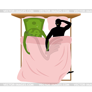 Love of money. Dollar and man. Currency Lovers in - vector image