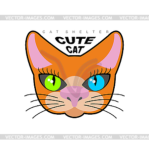 Cute cat. Logo for Cat shelter. emblem pet - vector image