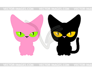 Pink and black cat. set pets. Animal - vector EPS clipart