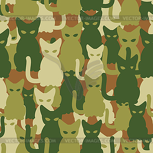 Military texture of cats. Army seamless pattern of - vector clipart