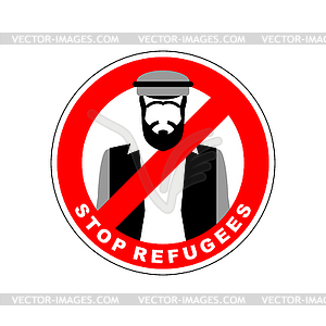 Ban иммигрантов. Остановить беженцев. Красный запрещающих - векторный дизайн