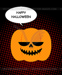 Happy Halloween. Pumpkin with bubble pop art. - vector clipart