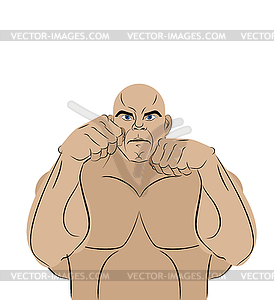 Fighter. strong man in battle rack ready - vector image
