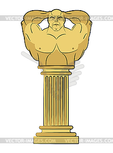 Torso bodybuilder on column pedestal. Classic - vector image