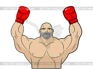 Winner, champion of boxing. Strong man. Body - vector image