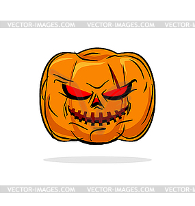 Terrible pumpkin Halloween symbol. Vegetables on - vector image