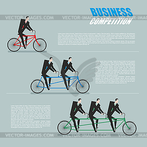 Business competition. Managers on bike. Business - stock vector clipart