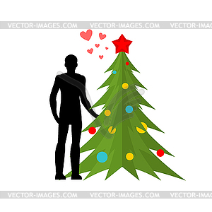 Christmas Lover. Love in New Year. Man and Christma - vector clipart