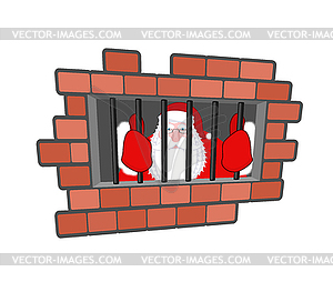 Santa Claus prisoner. Christmas in prison. Window i - vector clip art