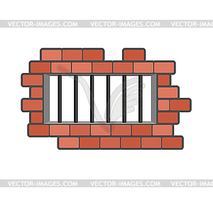 Prison grill and wall. Window in prison with bars. - vector EPS clipart