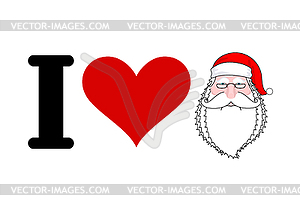 I love Santa Claus. Heart and face of Santa. I - vector clipart