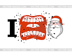 I hate Santa. shout symbol of hatred face Santa - vector clipart