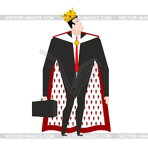 Boss king in crown and royal cloak. Businessman - vector clip art