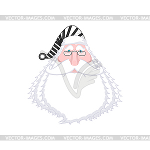 Santa face in striped robe. Arrested Bad Claus. - vector clipart
