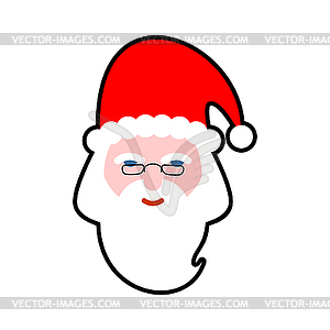 Santa face . Beard and mustache. Red Hat. - vector image