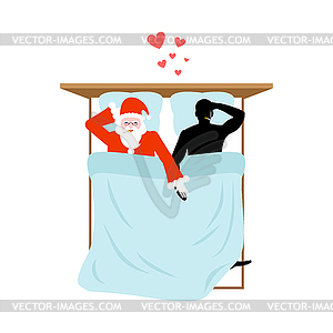 Christmas Lover. Love to Santa Claus. Lovers in - vector image